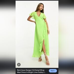 ASOS Lime Green High Low Wrap Dress
